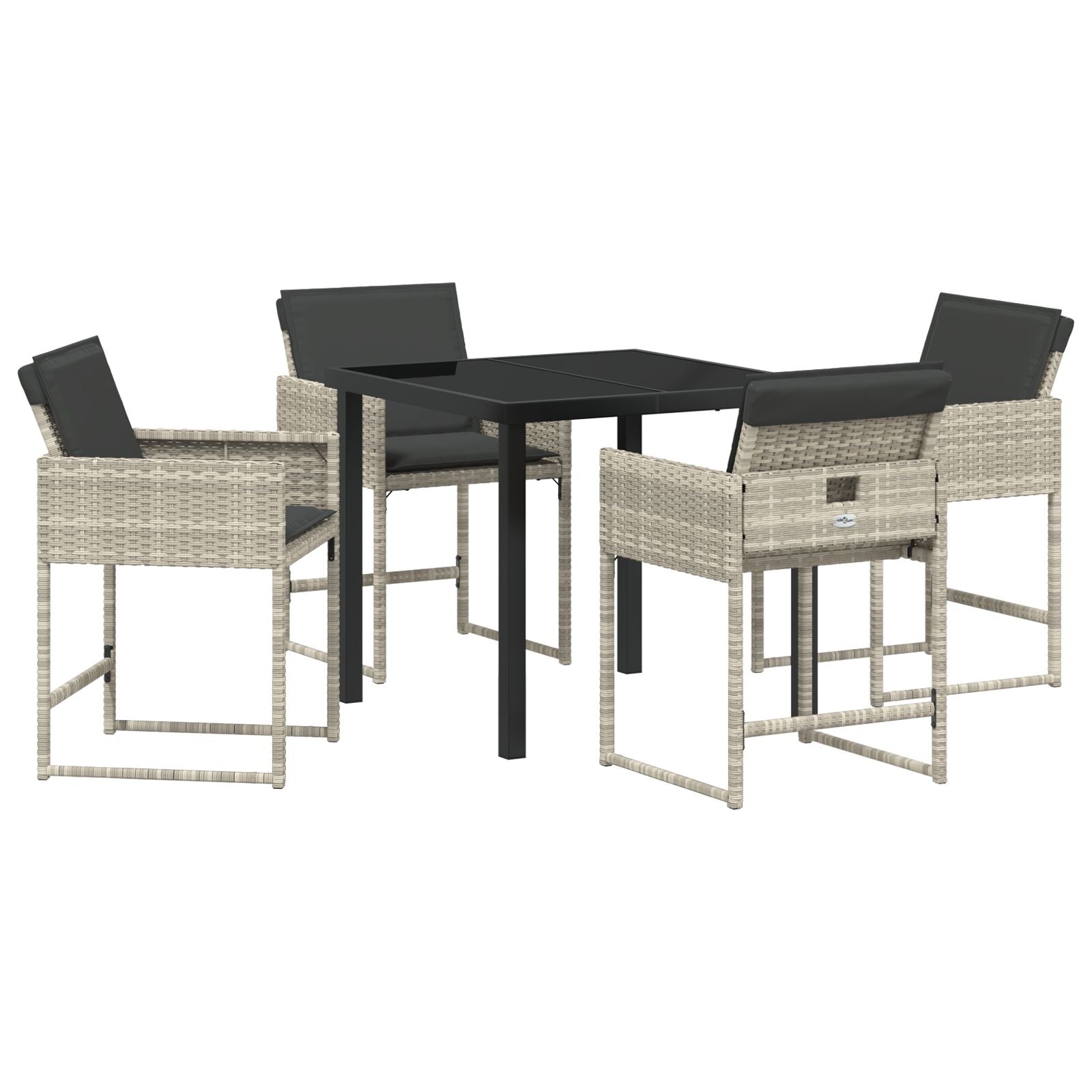 5-Delige Tuin Dineerset Met Kussens In Lichtgrijs Poly Rattan