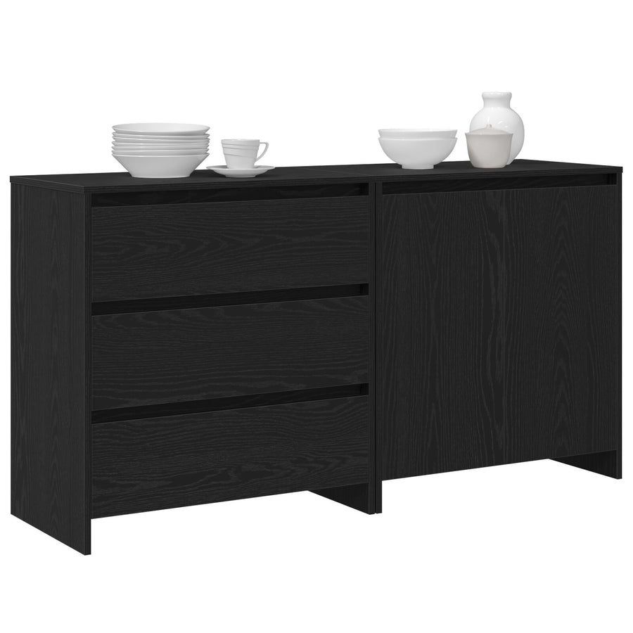 2-Delige Dressoirs In Zwart Eiken Hout