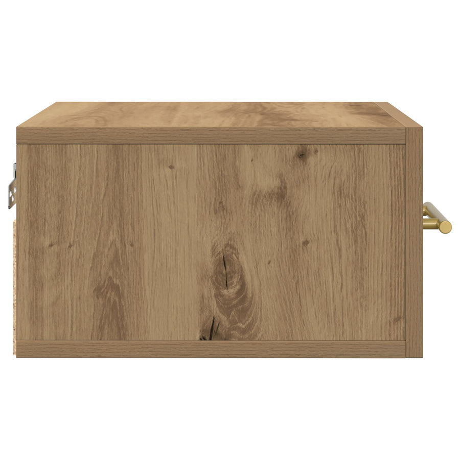 Nachtkasten 2 Stuks Wandgemonteerd Artisan Eiken 35X35X20 Cm Zwart Eiken