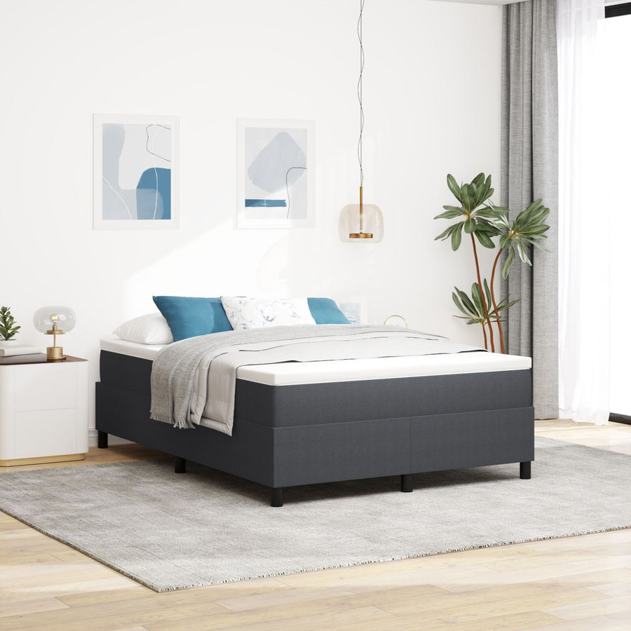 Boxspringbed Met Matras Donkergrijs 160X200 Cm Corduroy Stof