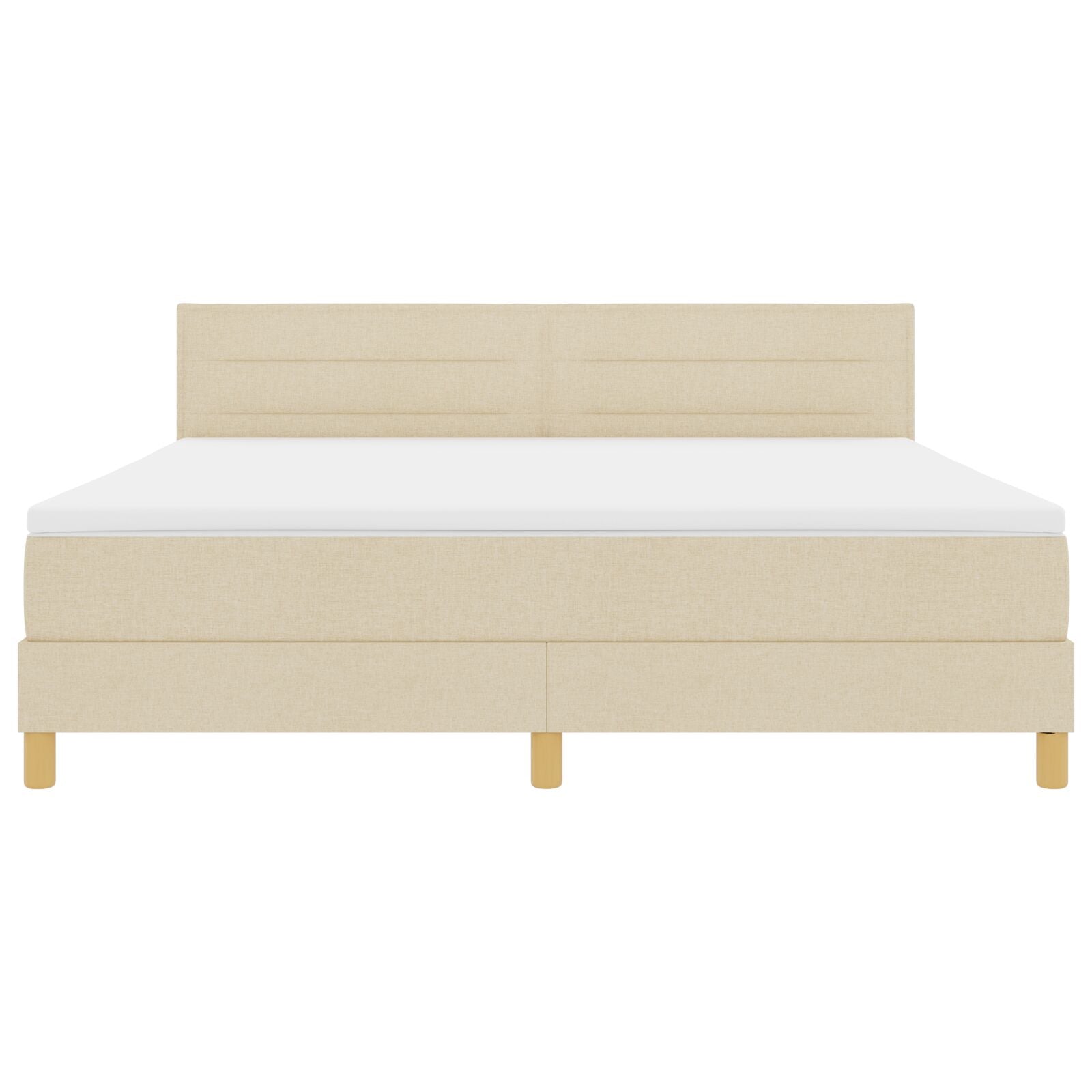 Boxspring Bed Met Matras Stof Crème 180 x 200 cm Lijnen ontwerp