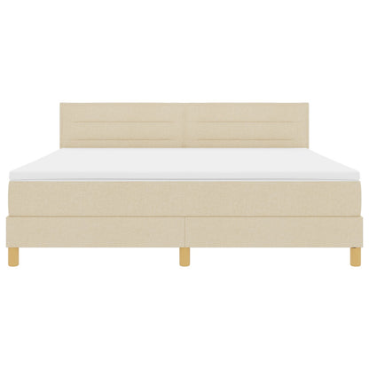Boxspring Bed Met Matras Stof Crème 180 x 200 cm Lijnen ontwerp