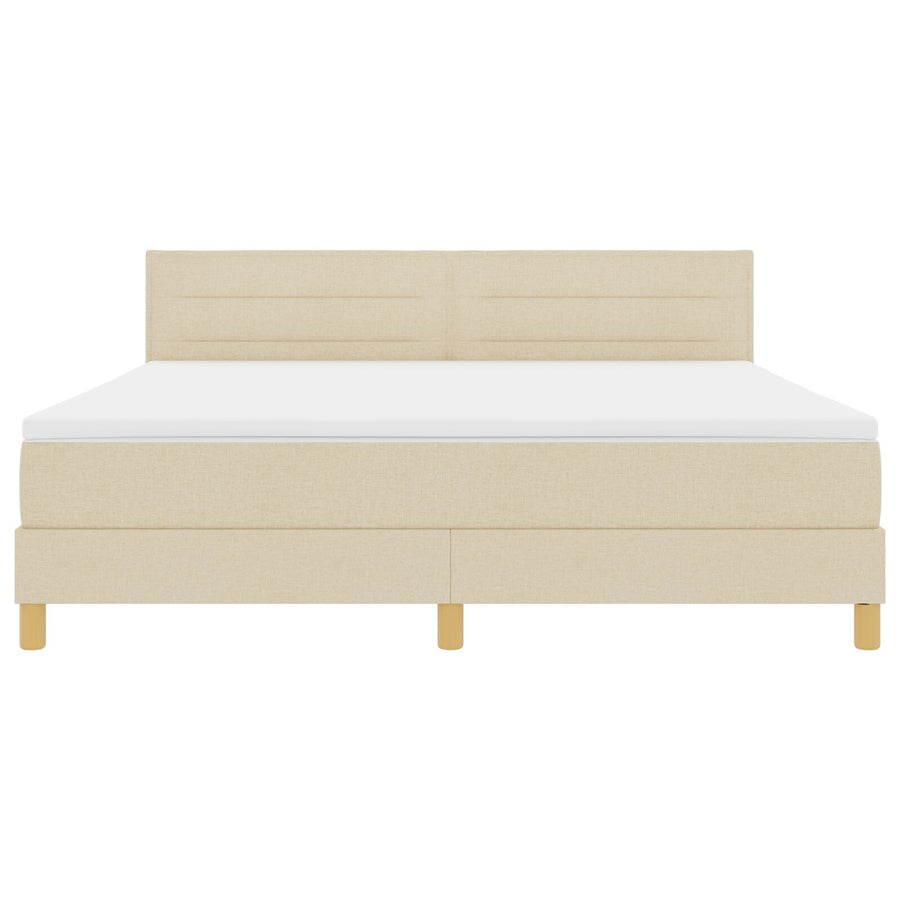Boxspring Bed Met Matras Stof Crème 180 x 200 cm Lijnen ontwerp