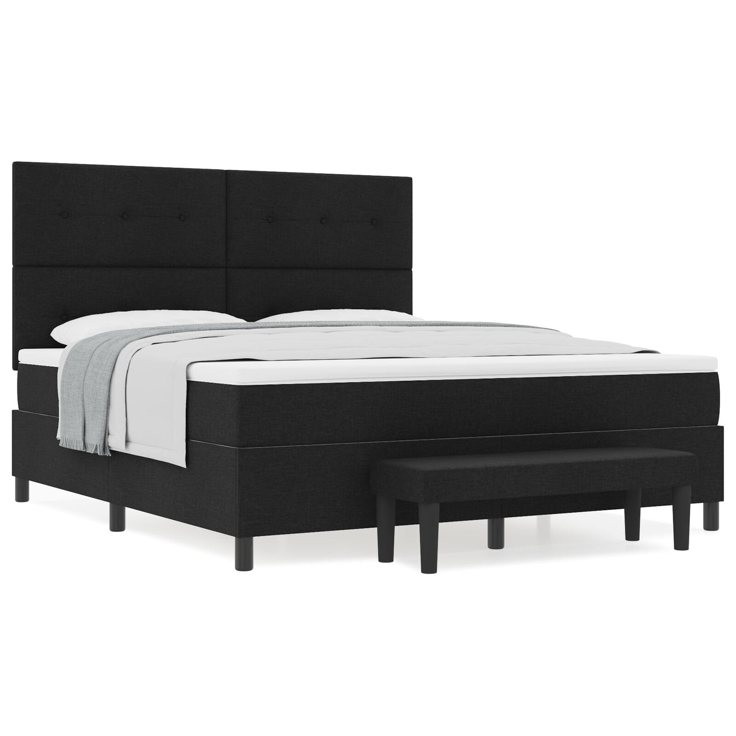 Boxspring Bed Met Matras & Bank Stof Zwart 180 x 200 cm Met knopen