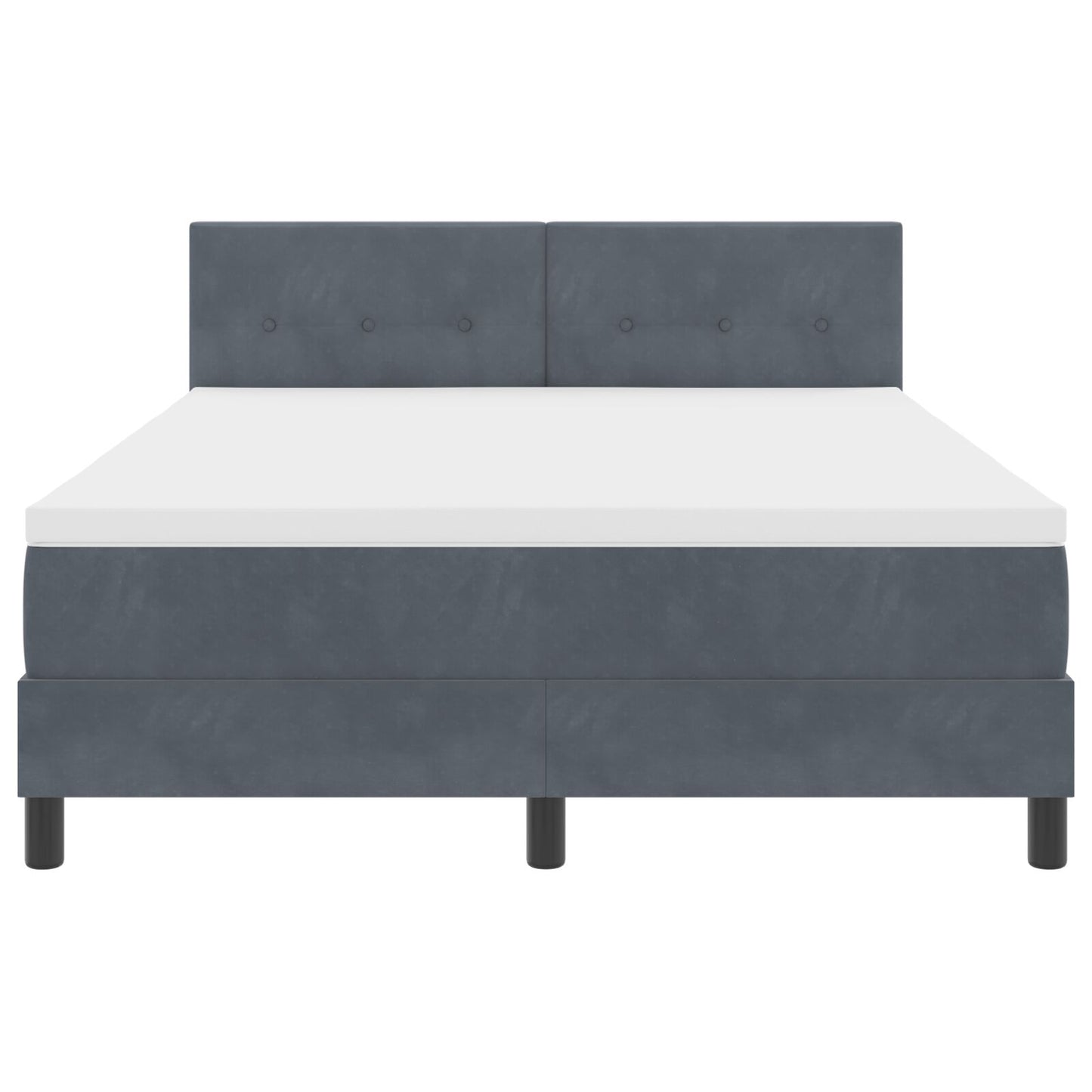 Boxspring Bed Met Matras Donkergrijs 140X190 Cm Velours Blauw