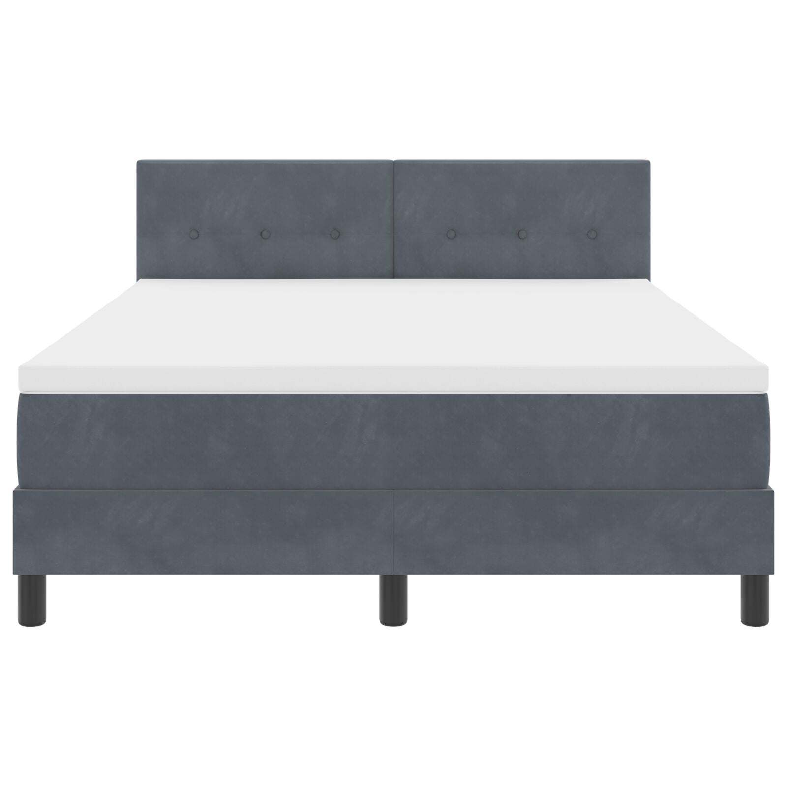 Boxspring Bed Met Matras Donkergrijs 140X190 Cm Velours Blauw