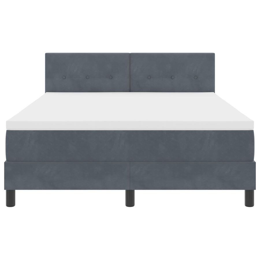 Boxspring Bed Met Matras Donkergrijs 140X190 Cm Velours Blauw