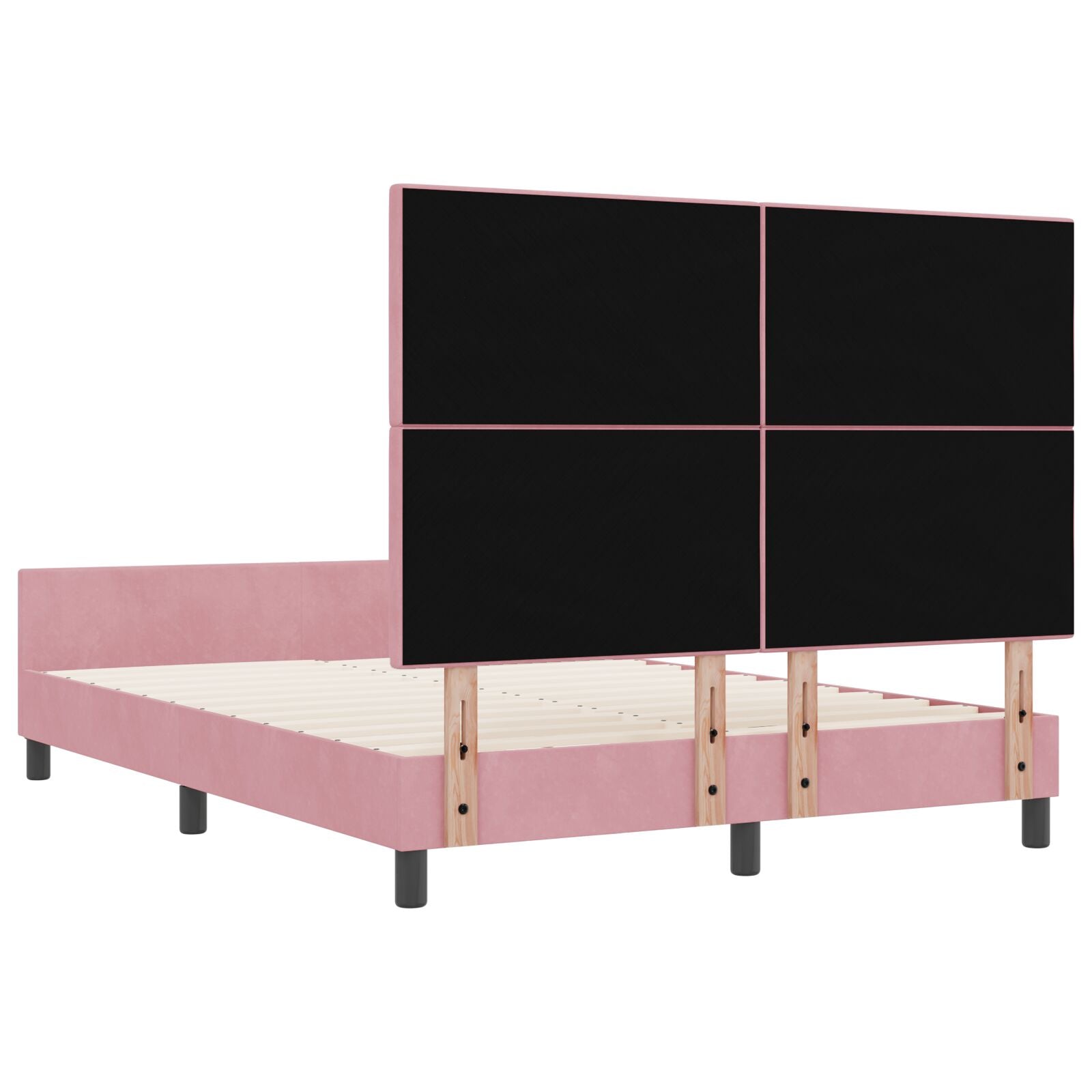 Roze Fluwelen Bedframe 140X190 Cm Crème
