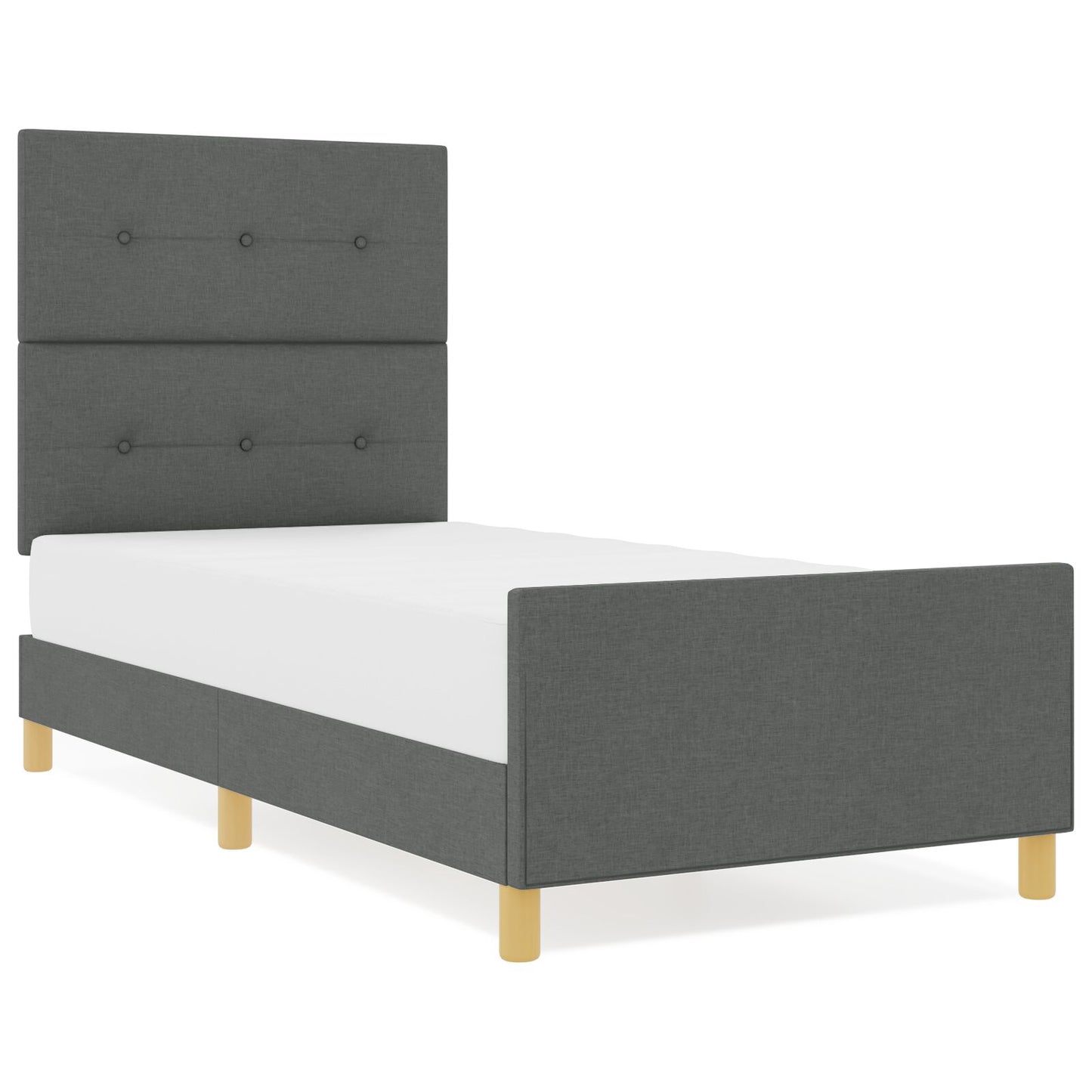 Bed Frame Donkergrijs 90X190 Cm Stof Crème