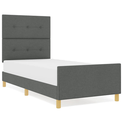 Bed Frame Donkergrijs 90X190 Cm Stof Crème