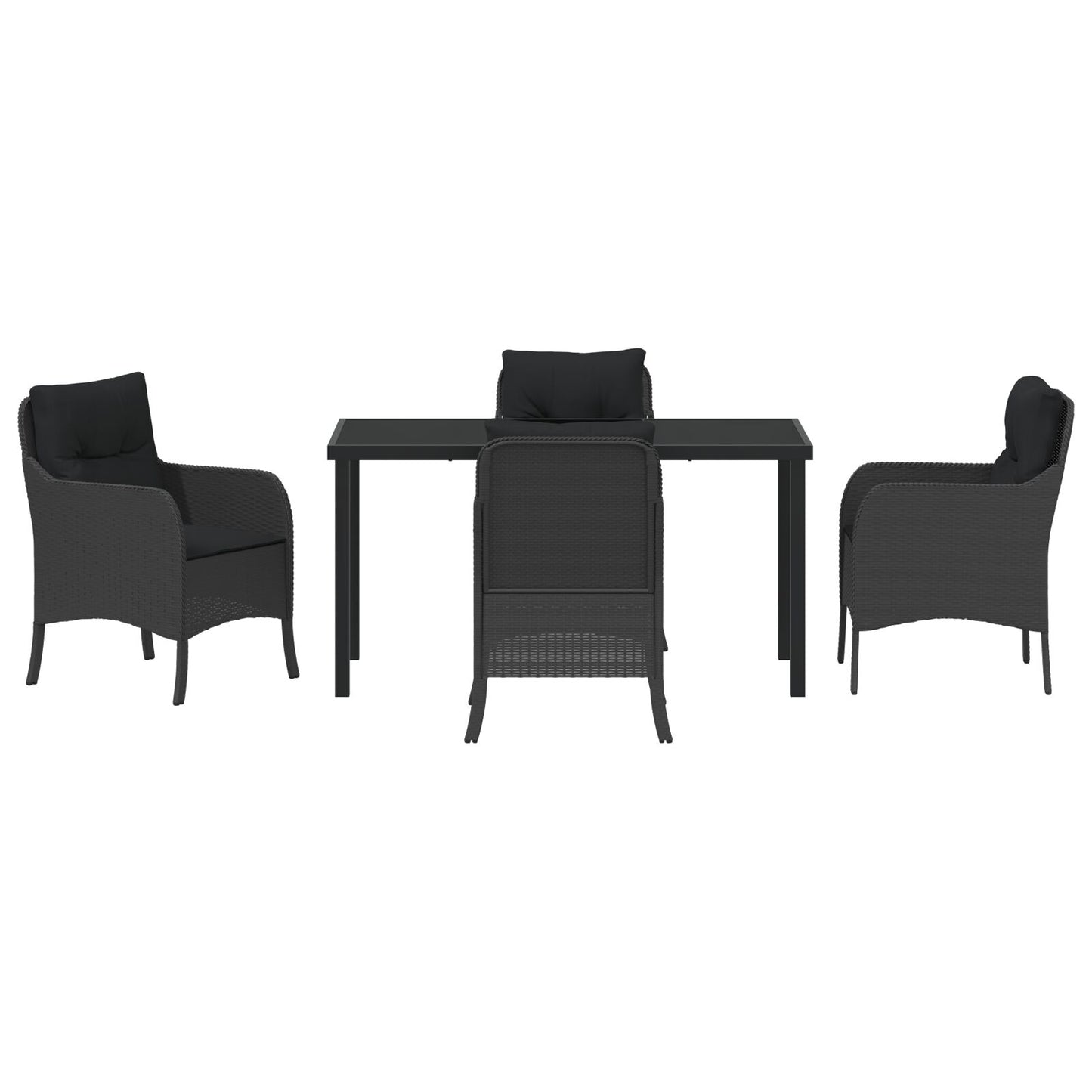 5-Delige Tuinset Met Kussens Zwart Poly Rattan