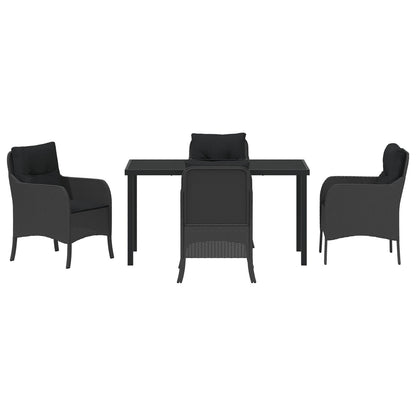 5-Delige Tuinset Met Kussens Zwart Poly Rattan