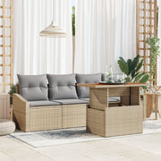 Tuinset poly rotan 5-delig beige 4 personen