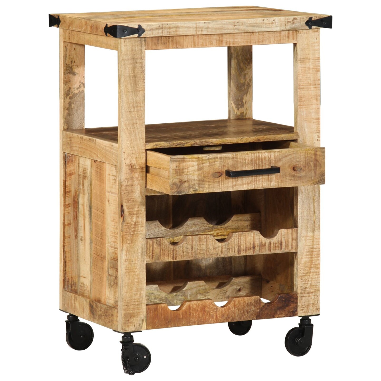 Keuken Trolley 55X40X80 Cm Massief Ruw Mangohout
