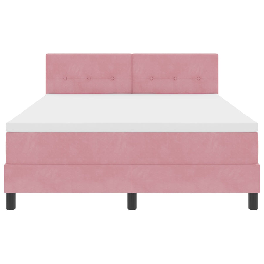 Boxspringbed Met Matras Roze 140X190 Cm Fluweel Blauw