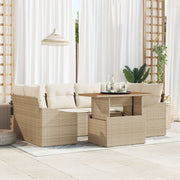 Tuinset poly rotan 7-delig beige