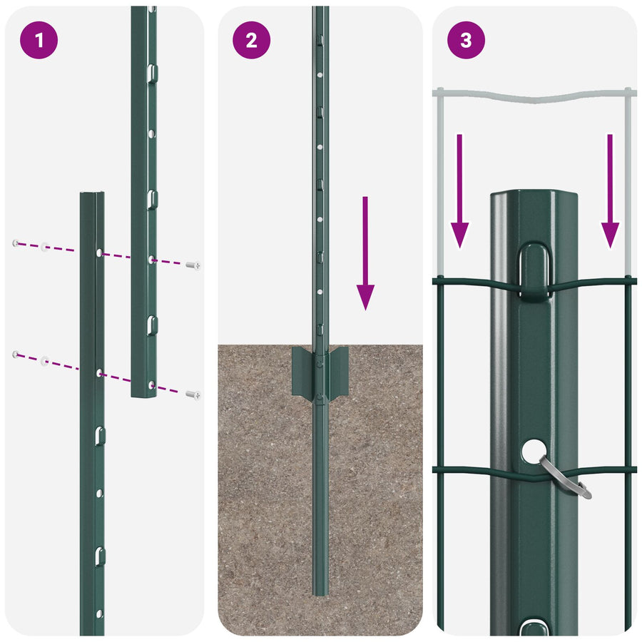 Euro Hek Met 5 U-Palen Groen 1,2X10 M Staal