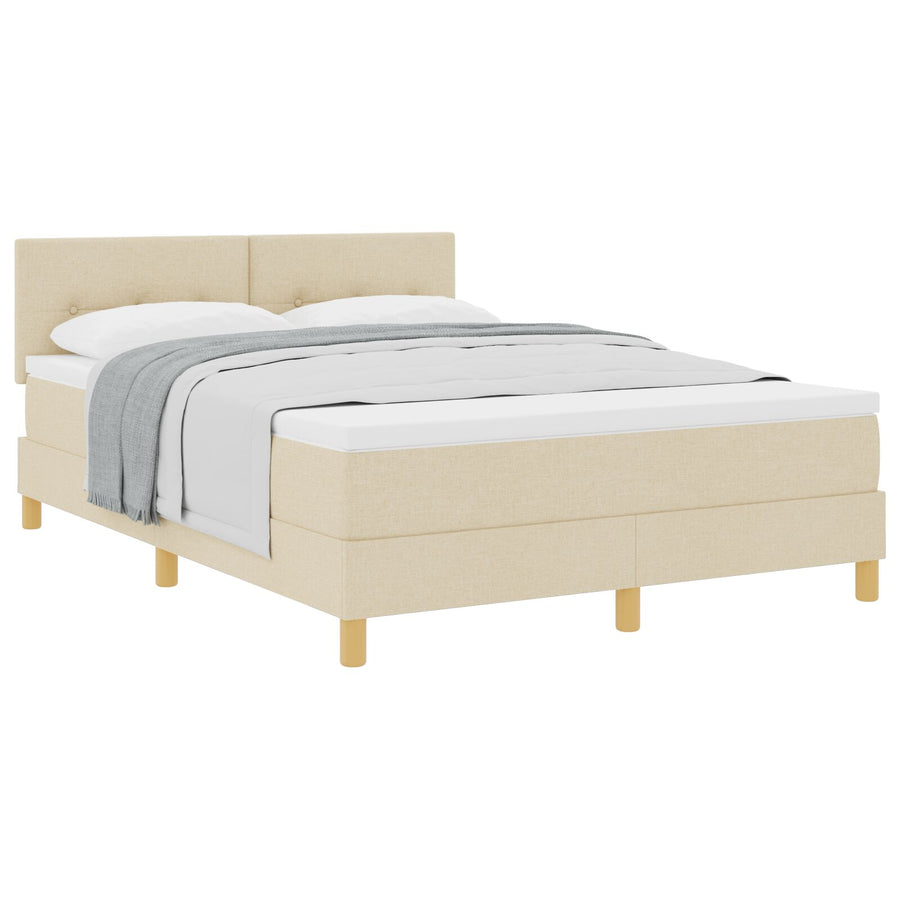 Boxspringbed Met Matras Stof Crème 160 x 200 cm Met knopen