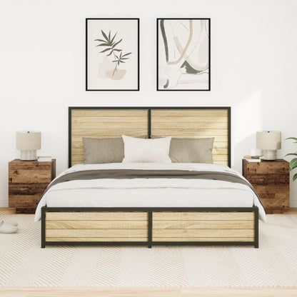 Bedside Cabinets Met Led Lichten 2 Stuks Oude Hout 45X40X55 Cm