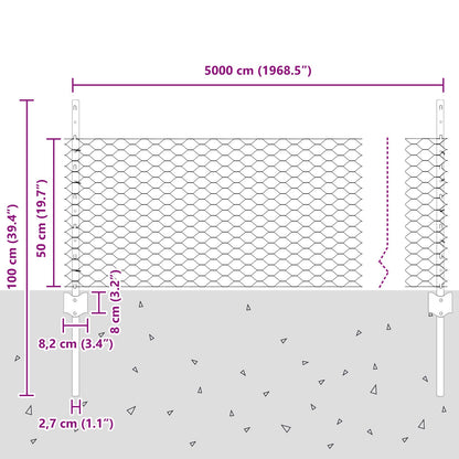 Hekpalen 11 Stuks U-Channel 60 Cm Gegalvaniseerd Staal,  Zeshoekig Hek 0.5X50 M Gegalvaniseerd Staal