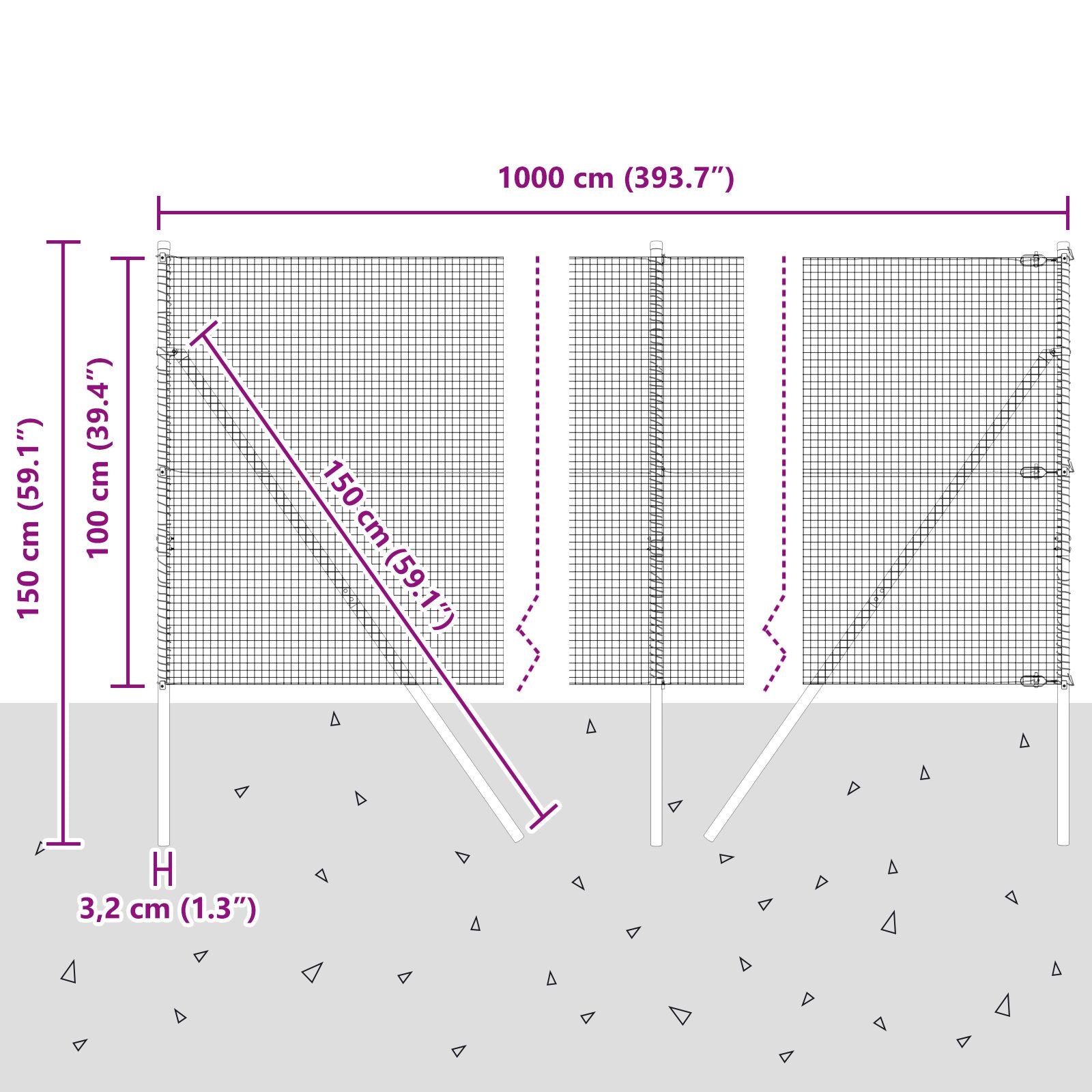 Paal Set Set Van 2 Groen Staal, Pvc 10 X 1 M Stevig Gegalvaniseerd Staal