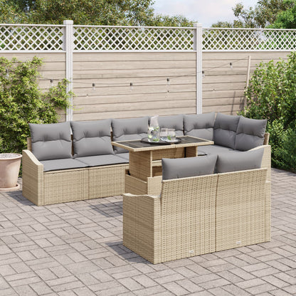 9 Delige Tuinbank Set Met Kussens Beige Poly Rattan