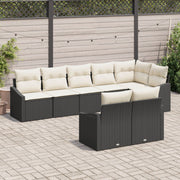 Tuinbankenset poly rattan 8-delig zwart