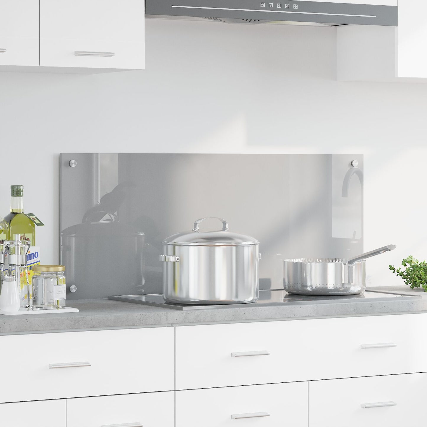 Keuken Achterwand 100X40X0,6 Cm Veilig Glas Lichtgrijs 100 x 40 cm