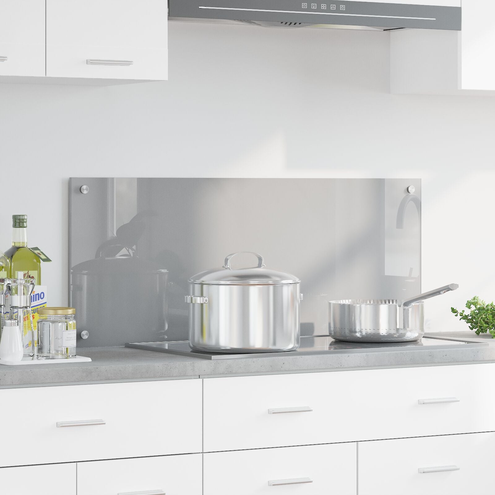 Keuken Achterwand 100X40X0,6 Cm Veilig Glas Lichtgrijs 100 x 40 cm