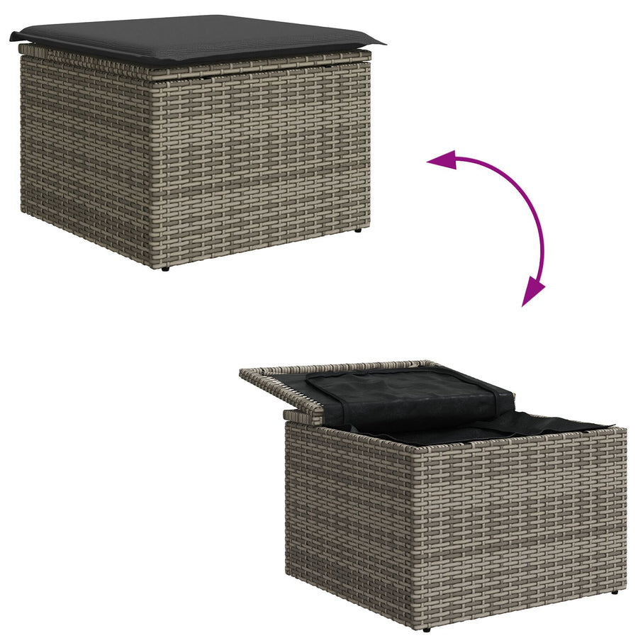 5 Delige Tuin Sofa Set Met Kussens Zwart Poly Rattan Grijs met tafel