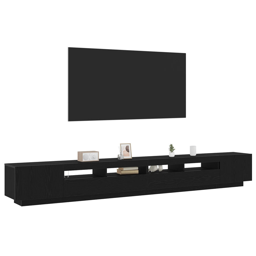 Tv-Meubel Met Led-Verlichting 300X35X40 Cm Geengineerd Hout Zwart eiken