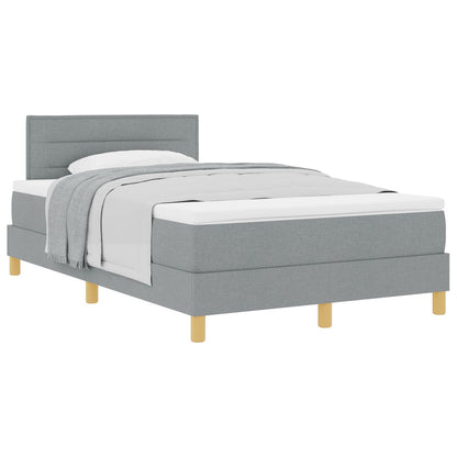 Boxspring Bed Met Matras Stof Lichtgrijs 120 x 200 cm Lijnen ontwerp