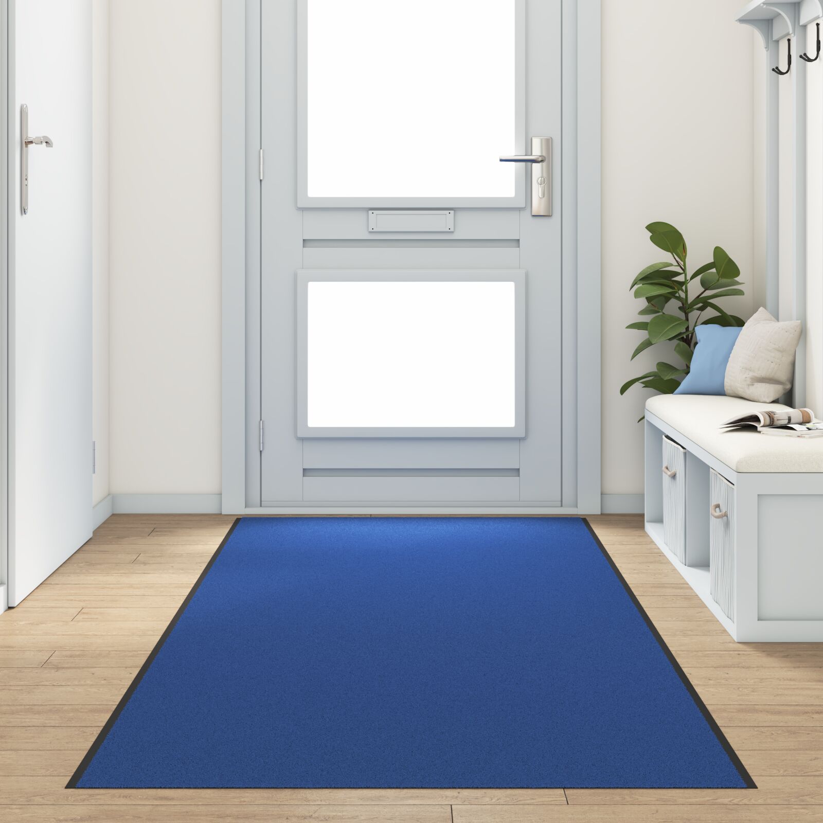 Deurmat Wasbaar Blauw 120X400 Cm