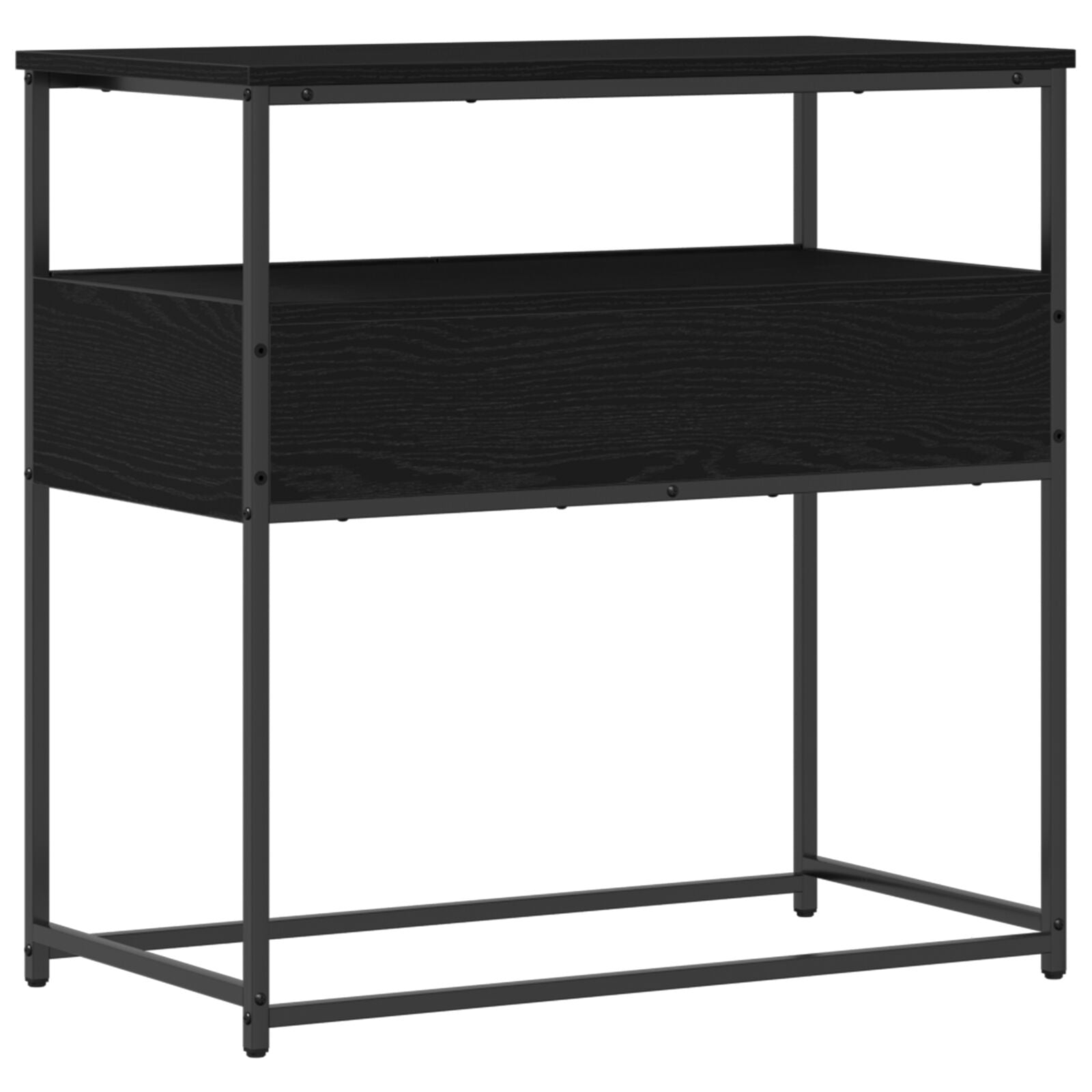 Console Tafel Engineered Hout En Staal Zwart eiken 75 x 40 x 75 cm