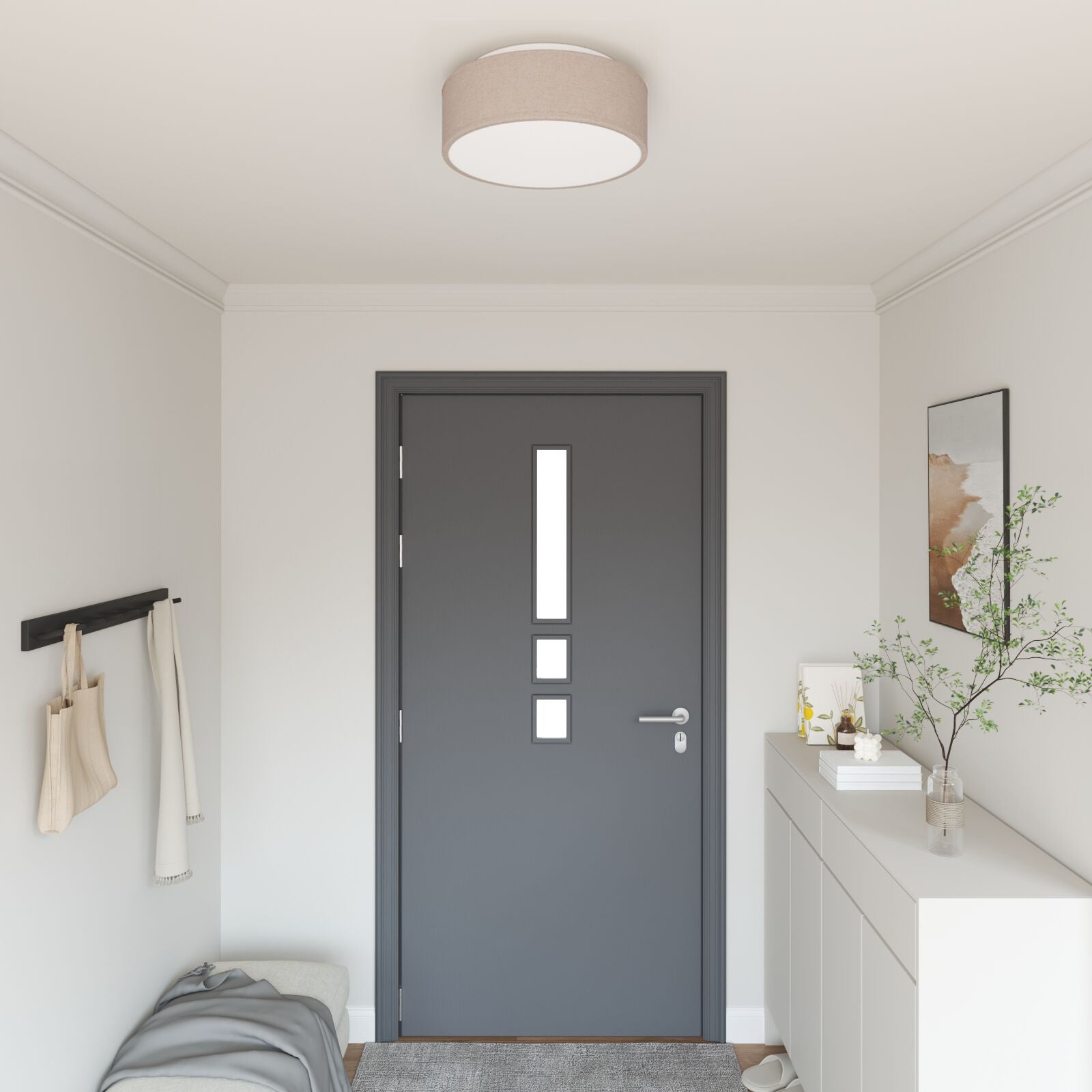 Plafondlampen Inbouw Ø 38 Cm Stoffen E27 Ø38 x 13.5 cm Taupe zonder sterrenlampenkap