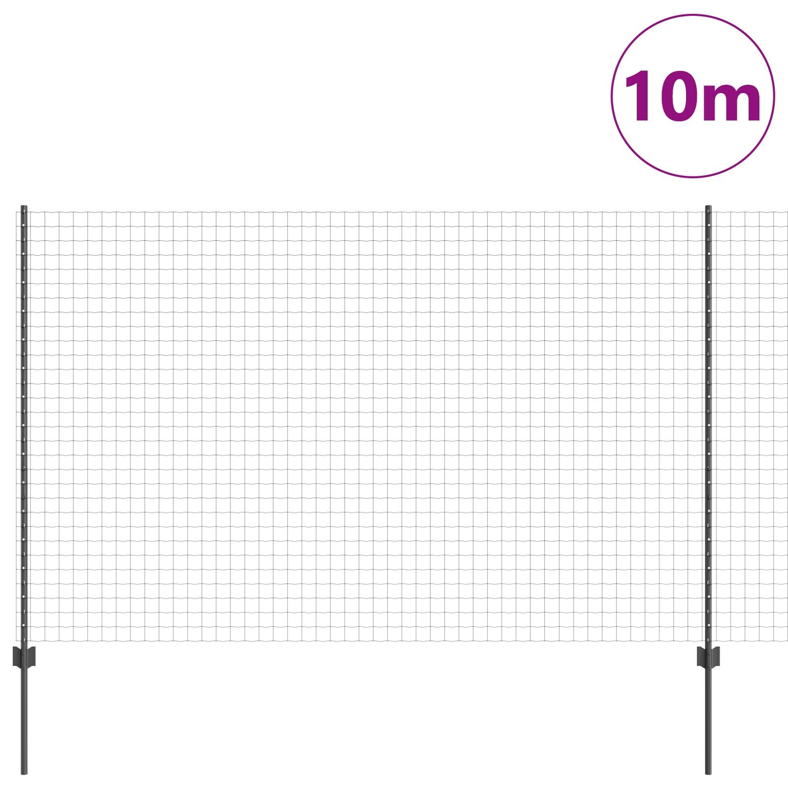 Tuinhek Set Set Van 2 Grijs Gepoedercoat Staal 10 X 1.5 M