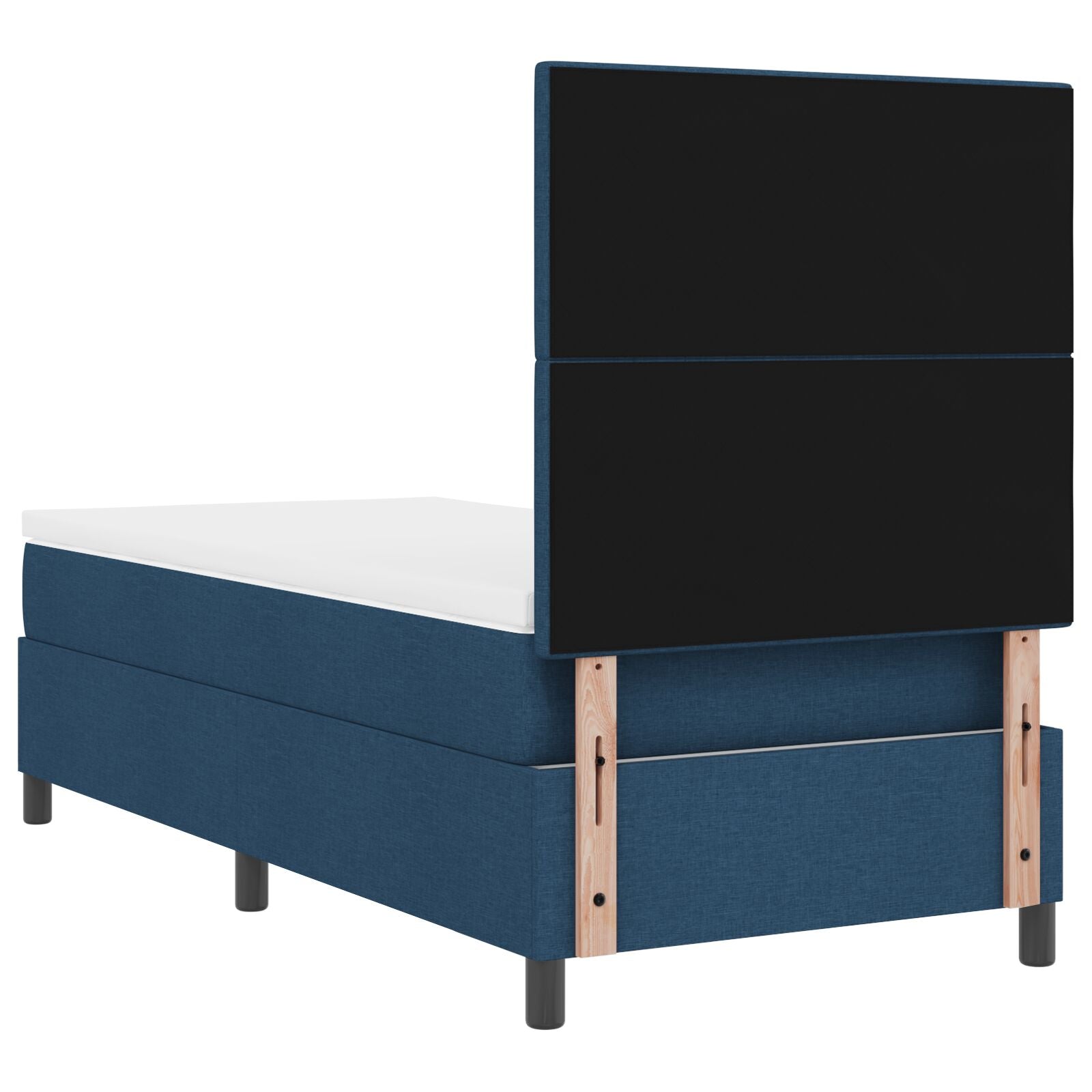Boxspring Bed Met Matras Eenpersoons Stof Blauw 90 x 190 cm Knoopgestikt