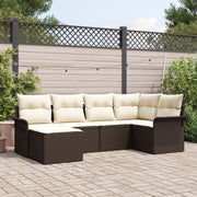 Loungeset poly rattan 6-delig bruin