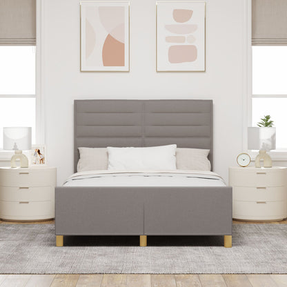 Taupe Stoffen Bedframe 140X190 Cm Crème