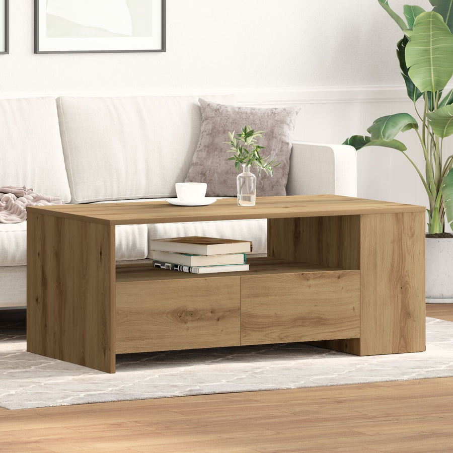 Salontafel - Artisan Eiken - 102X55X43,5 Cm - Gemaakt Van Verwerkt Hout