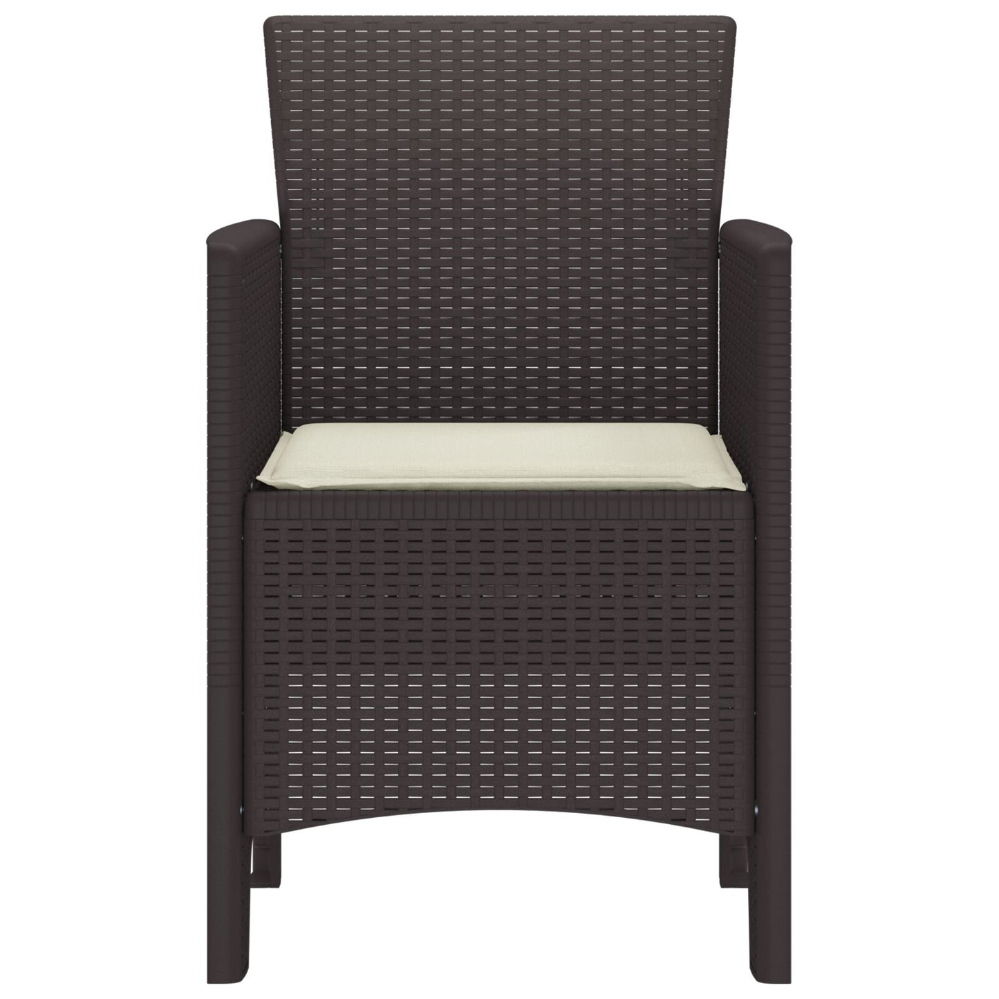 Tuinmeubels Met Kussens 2 Stuks Poly Rattan Crème Wit Bruin