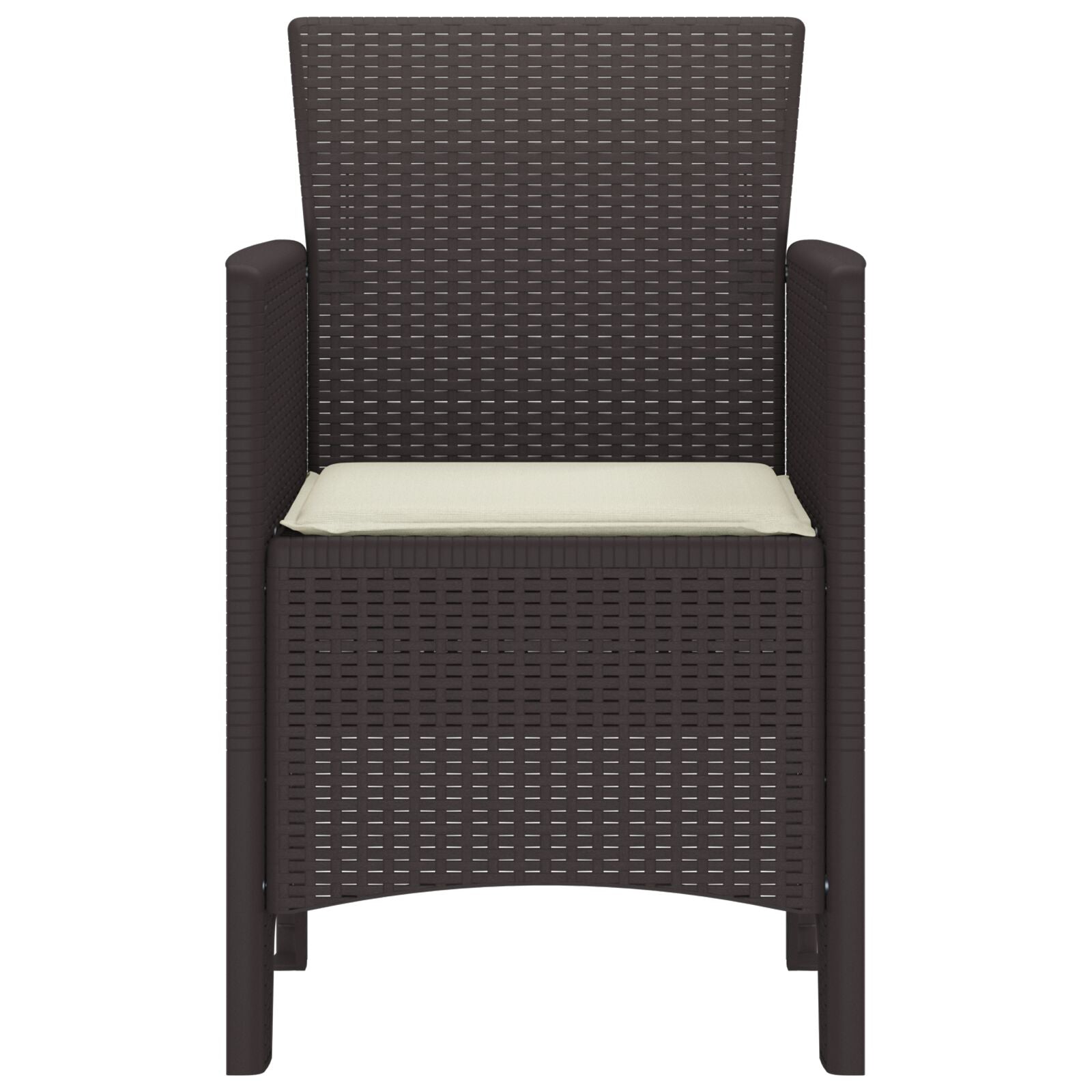 Tuinmeubels Met Kussens 2 Stuks Poly Rattan Crème Wit Bruin
