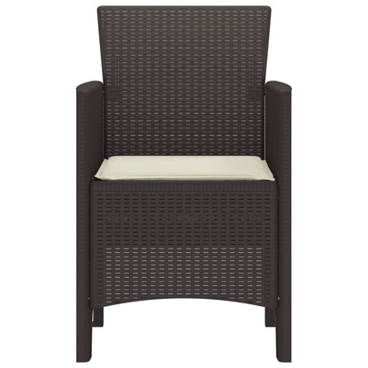 Tuinmeubels Met Kussens 2 Stuks Poly Rattan Crème Wit Bruin