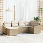 Tuin eetset 6 personen beige poly rattan