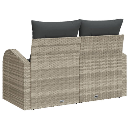 2-Persoons Tuin Sofa Met Kussens Poly Rattan Lichtgrijs geen opslag