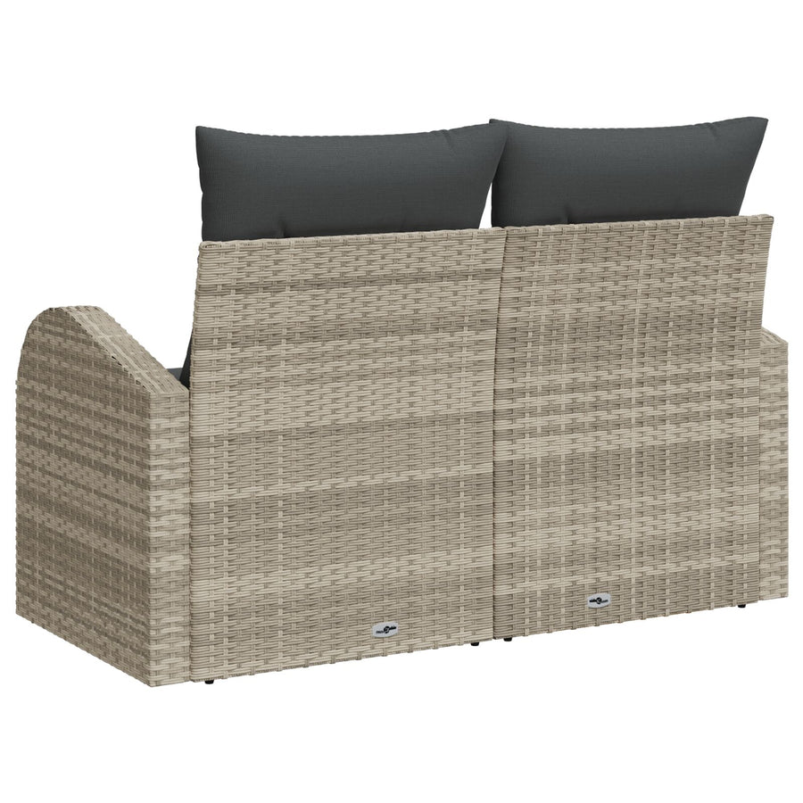 2-Persoons Tuin Sofa Met Kussens Poly Rattan Lichtgrijs geen opslag