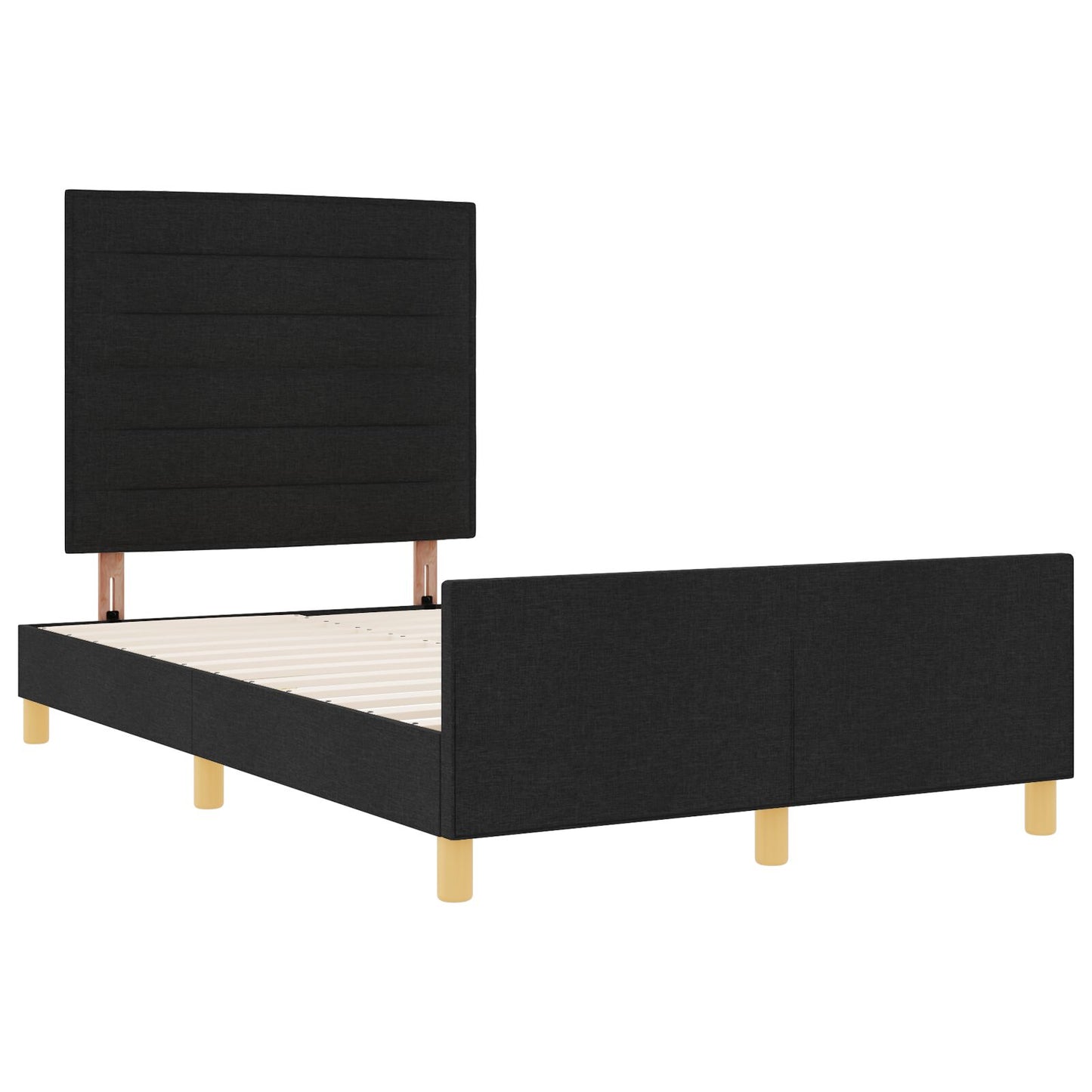 Bed Frame Zwart 120X190 Cm Stof Crème