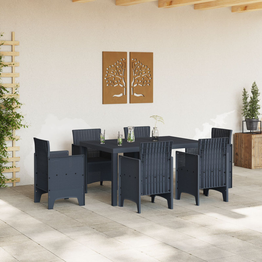 Buitentafel Kunststof Middel Duurzaam Patio Tafel Anthraciet 1,5 m