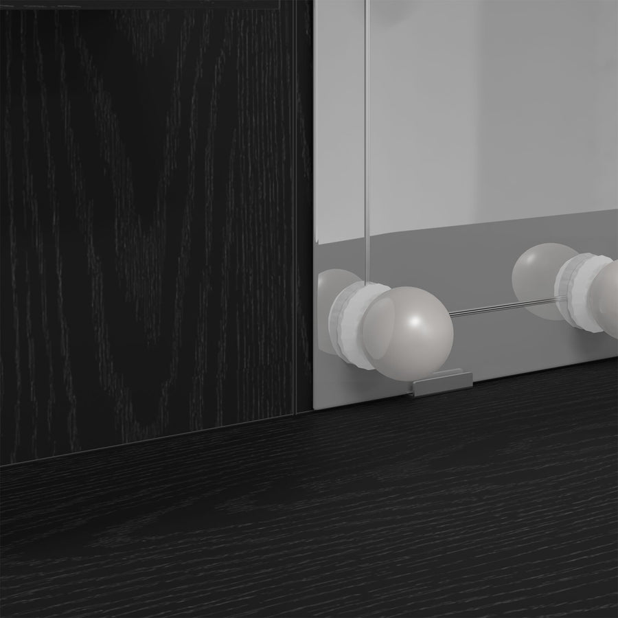 Kaptafel Met Led-Verlichting Zwart Eiken 96X40X142 Cm