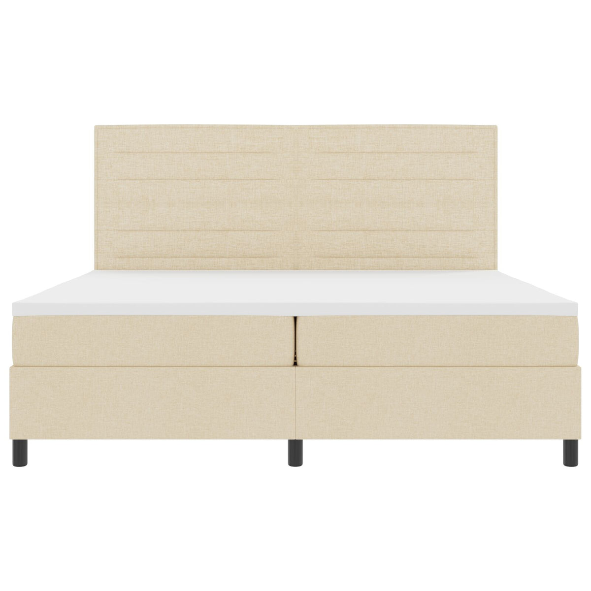 Boxspring Bed Met Matras Stof Crème 200 x 200 cm Lijnen ontwerp